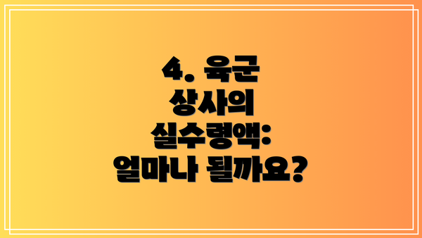 4. 육군 상사의 실수령액: 얼마나 될까요?