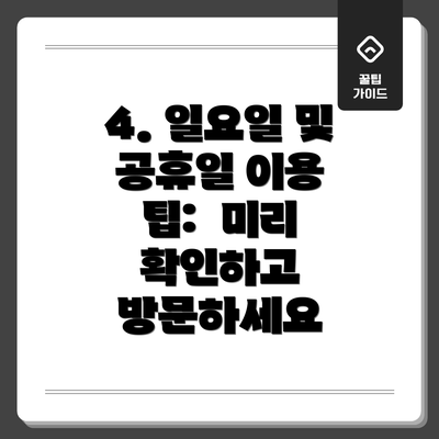 4. 일요일 및 공휴일 이용 팁:  미리 확인하고 방문하세요