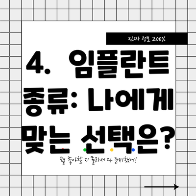 4.  임플란트 종류: 나에게 맞는 선택은?