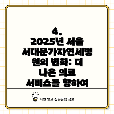 4.  2025년 서울서대문가자연세병원의 변화: 더 나은 의료 서비스를 향하여