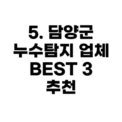5. 담양군 누수탐지 업체 BEST 3 추천