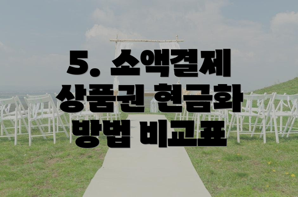 5. 소액결제 상품권 현금화 방법 비교표