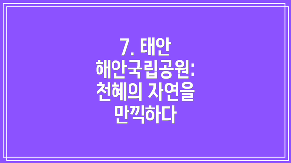 7. 태안 해안국립공원: 천혜의 자연을 만끽하다